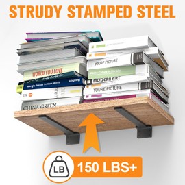 Floating Shelf Bracket 6inch 4 Pack L Brackets for Shelves Black Metal Heavy Duty Shelf Brackets for DIY Decorative with Mounting Hardware