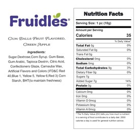 Fruidles Green Apple Gum Balls Fruit Flavored, Candy Buffet Treats, Machine Size Refills, Kosher Certified Parve, 1" Inch (5 Pounds)