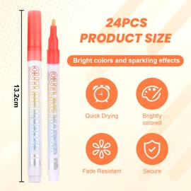 SRunDe 24 Colours Glitter Pens, Magic Pens, Glitter Pens Girls, Outline Markers, DIY Magic Pens, Children, Gifts for Girls 4-12 Years, Easter Gifts Children