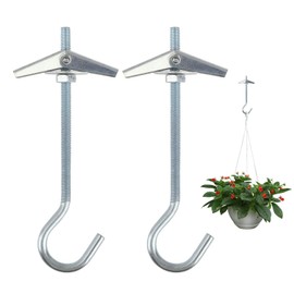 2Pcs Ceiling Hooks for Hanging Plants Wing Spring Toggle Hook M4/90mm Plasterboard Wall Mounted Ceiling Hanger Heavy Duty Swag Hooks for Cavity Walls Fixing Lights Flowerpots, Silver