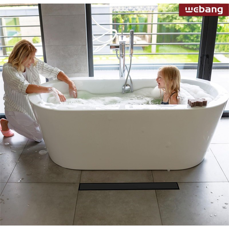 WEBANG 36 Inch Shower Linear Black Drain Rectangular Floor Drain