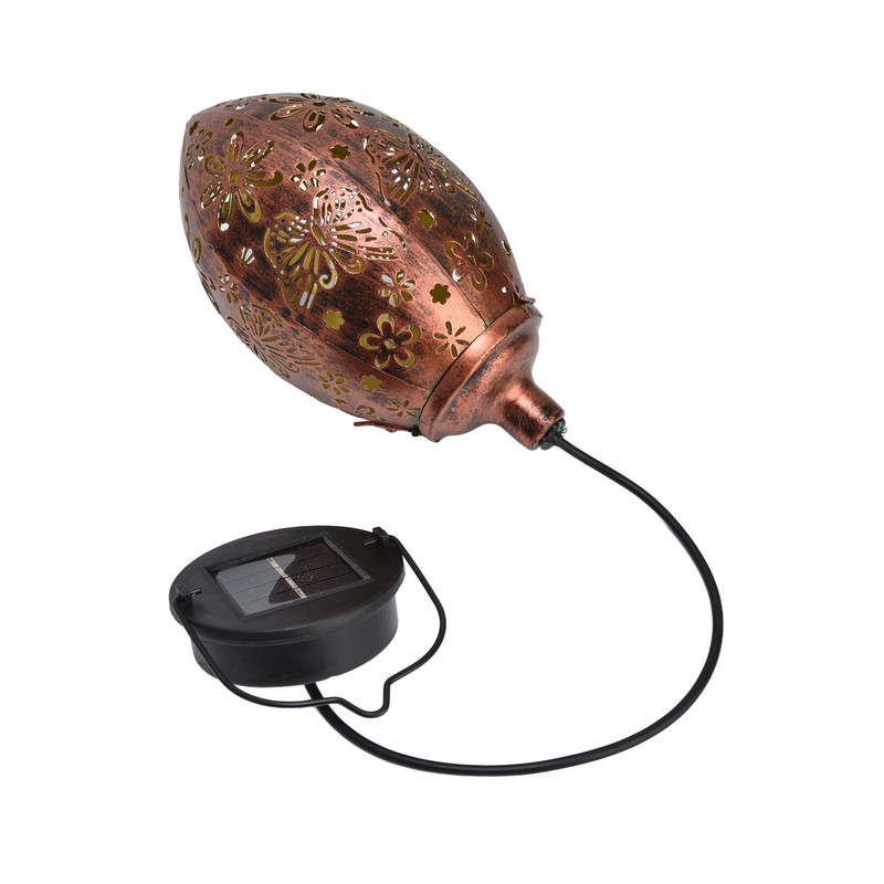 Iron Hollow Water Drop Lamp Solar LED Lantern Garland Garden