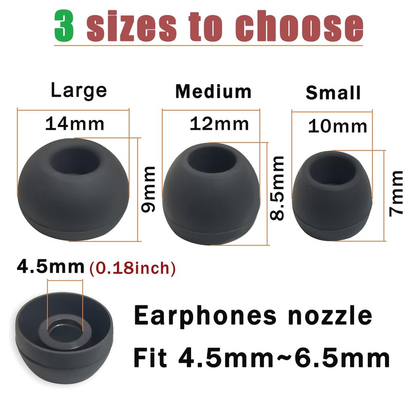 Silicone Universal Earbuds Tips Replacement for True Wireless Ear Tips