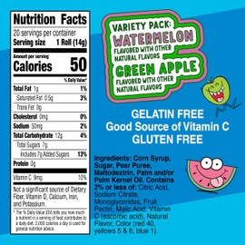 Fruit Roll-Ups Fruit Flavored Snacks, Jolly Rancher, Variety Pack, 20 ct (Pack of 6)