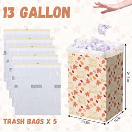 Gersoniel 13 Gallon Thanksgiving Disposable Pop up Trash Cans for Parties with Fitted Bags 4 Pack Extra Large Cardboard Garbage Cans Fall Party Supplies Thick Recycled Bins Garbage Can