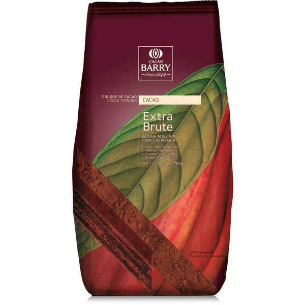 Cacao Barry Cocoa Powder 100% Cocoa Extra Brute, 2.2 lb (Pack of 2)