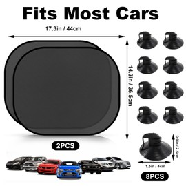 Sonnenschutz Auto Baby UV Schutz,2 Stück Sonnenschutz Auto Kinder,Universal Auto Sonnenblende Seitenfenster,Auto Fenster Sonnenschutz mit 8 Saugnäpfen,Autoscheiben Sonnenschutz 44 x 36 cm