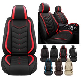 Car Seat Covers for Ford Mustang 2000-2025, Waterproof Nappa Leather Seat Cover, Anti-Slip Car Seat Covers, Airbag Compatible, Seat Covers Front Sets.(2 Seats/Red)