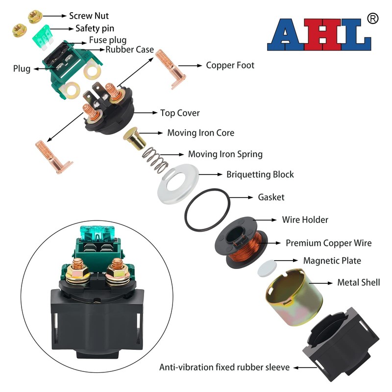 AHL Starter Solenoid Relay for Honda GL1500 Goldwing 1988-2000 /