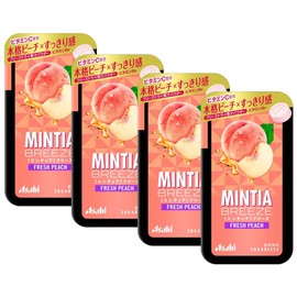 MINTIA Breeze Fresh Peach, Japanese Tablet Candy ×4pcs Asahi Group Foods With MAIKO sticker Pio big bazar