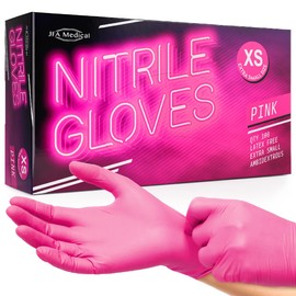 JFA Medical Extra Small Size Disposable Powder Free Pink Nitrile Gloves - Box of 100