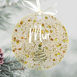 Uniqicon 12Pcs Gold Sequin Round Acrylic Sheet For Crafting, DIY Acrylic Christmas Ornaments, 3mm 1/8 Inch Flat Baubles For Craft, Unique Acrylic Discs For Gift Tag, Wedding Table Setting, Party Décor