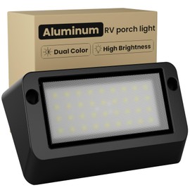 Aluminum Dual-Color RV LED Porch Light - 1400lm High Brightness, 12V-30V, IP67 Waterproof, Ideal for Campers & Travel Trailers, Motorhome Outdoor Use- Black-1 Pack