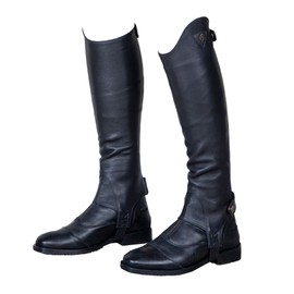 Moretta Shires Adults Leather Horse Riding Gaiters in 3 Colours Short Medium, Black