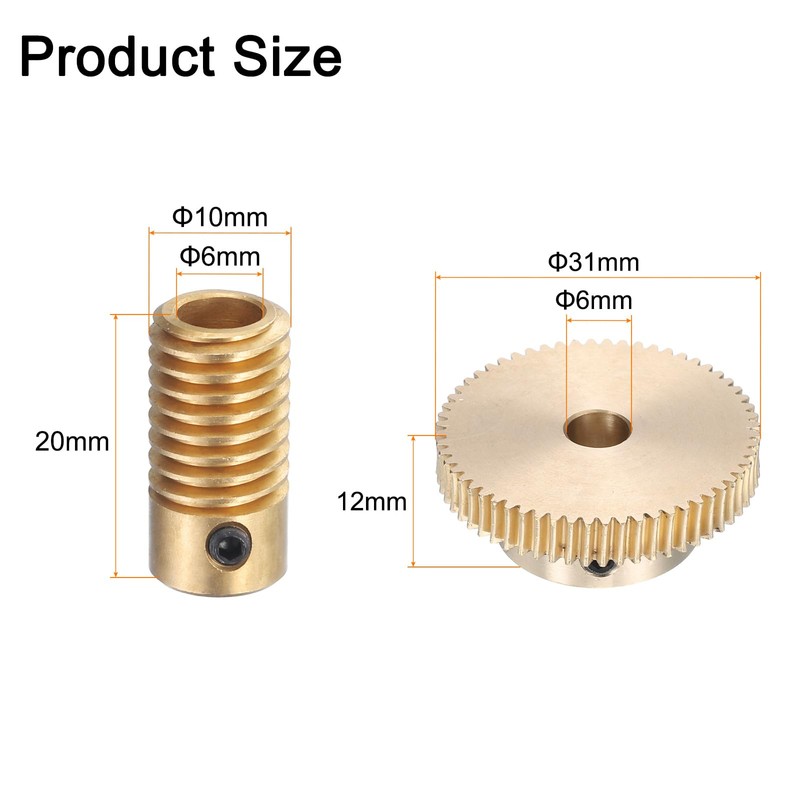 uxcell Worm Gear Set - 0.5 Module 60:1 Reduction Rate