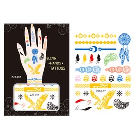 Wrapables Trendy Temporary Metallic Hand Tattoos, Spider and Dream Catcher