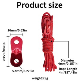 Skyzone 6 Pack Reflective Ropes - 4mm x 4M Camping Guide Ropes with Tensioner, Weatherproof Reflective Cord for Tents, Hammocks, Tarps, Outdoor Survival Gear (Red, 4mm)