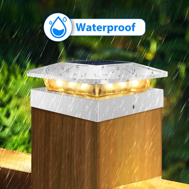 Peasur 4x4 Solar Post Cap Lights Outdoor with 3 Lighting