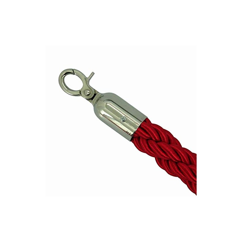 1.5m Twisted Barrier Rope Red/Chrome,Divider Crowd Control Stanchion for Hotel/Bank/Hospital/Playground/Other
