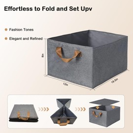 yltfhtrly Cube organizer bin Storage bins collapsible Extra large storage bins Under bed storage containers Baskets for shelves Clothes storage bins Closet bins（Pack of 3 Gray
