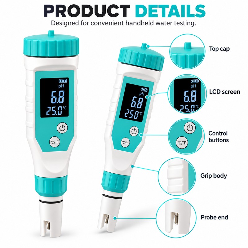 7-in-1 Digital Pool Water Tester – Professional pH, Chlorine, ORP,
