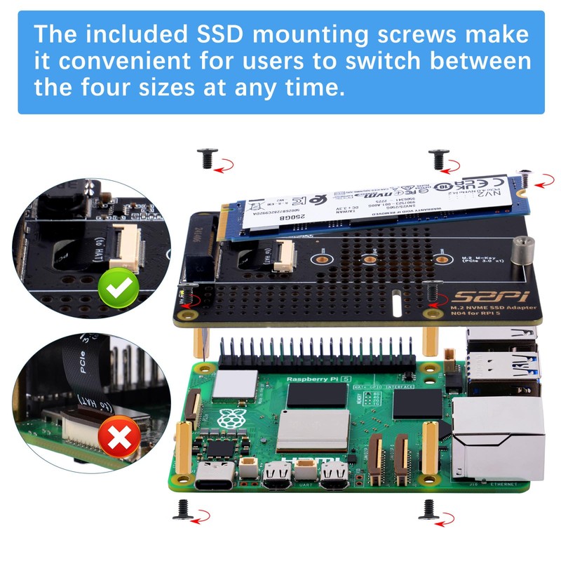 GeeekPi N04 M.2 M-Key NVMe SSD Shield for Raspberry Pi