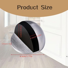 4 Pack Self Adhesive Door Stoppers, Stainless Steel Half Dome Floor Door Stopper, Brushed Nickel Door Stops, No Drill Rubber Floor Door Stop for Living Room, Bedroom, Bathroom, Office(Silver)