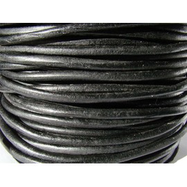 esnado Lederschnur Rund 6 mm. (5 Meter, Schwarz)