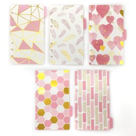 Binder Index PP & Paper Dividers for 8.5 inch/6 inch A5/A6 6-Holes Cover Ring Binder (Pink, A6/17cm*10cm/6 Inch)