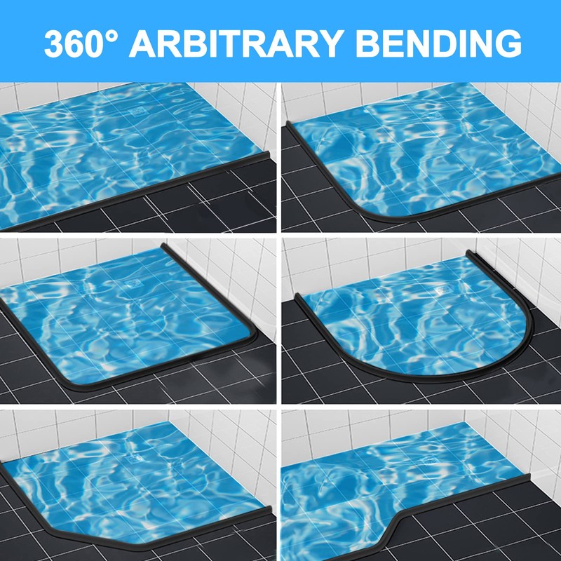 Duzzy 98 Inch Collapsible Shower Threshold Water Dam, Silicone Shower
