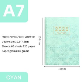 ZELAITE Diary 2025 A7, 2025 Planner, January 2025 - December 2025 Weekly Planner, Small and Lightweight, Easy Organization of Daily Life - Planner 2025 (C)