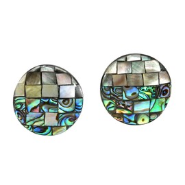 AeraVida Beautiful Italian Glass Tile Abalone and Black Lip Shell Mosaic Iridescent 925 Sterling Silver Post Stud Earrings, 23mm | Elegant, Stylish, and Unique Women's Fashion Jewelry Accessory