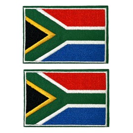 2 X South Africa Flag Rectangle - Iron On Embroidery Patch - Sew or Iron-On Badge for Jackets, Backpacks, and Clothing (8 x 5.5cm)