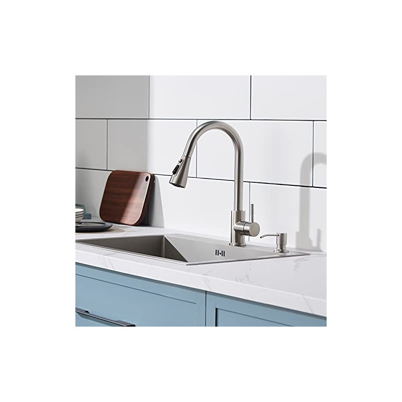 Sink Soap Dispenser Brushed Nickel, Soap Dispenser for Kitchen Sink