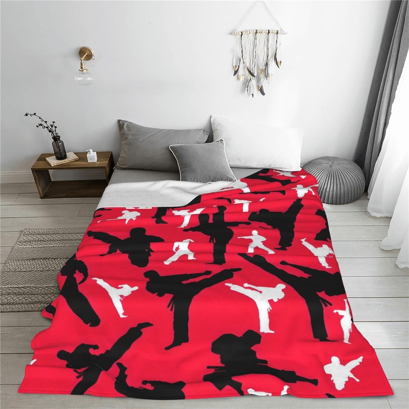 Colored Martial Arts Karate Microfiber Plush Throw Blanket, 80x60 inches,