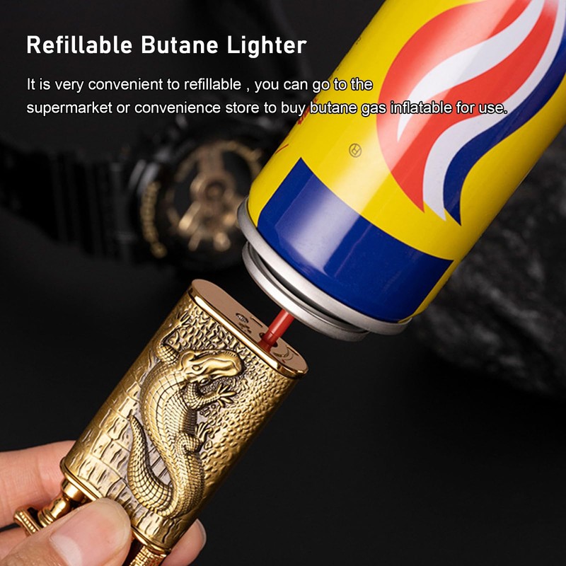 Torch Lighter, Relief Dragon Design Magic Dual Flame Lighter with