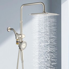 KAIYING Dual Shower Heads with Handheld Spray Combo, Magnetic Filtered Showerhead, Bathroom High Pressure Rainfall Shower Head and Handle Set with Filter for Hard Water, 79" Long Hose (Brushed Nickel)
