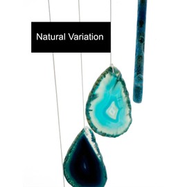 Agate Stone Wind Chime - Blue Windchime Hanging Indoor Outdoor for Home Garden Gift 22 “