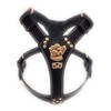 M&D Beautiful Black Leather Dog Harness Large with Brass Staffordshire