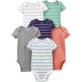 Simple Joys by Carter's Boys' 6-Pack Short-Sleeve Bodysuit, Multicolor/Stripe, 6-9 Months