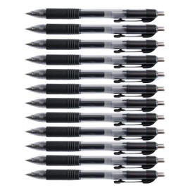 D.RECT - Pack of 12 Gel Pens Automatic Ballpoint Pen with Replaceable Refill Black