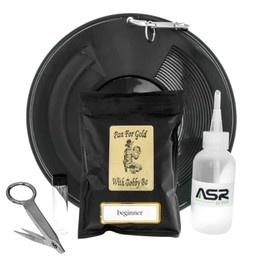 ASR Outdoor 7pc Beginner Level 1lb Paydirt Gold Panning Kit, Prospecting Equipment Tools, Black