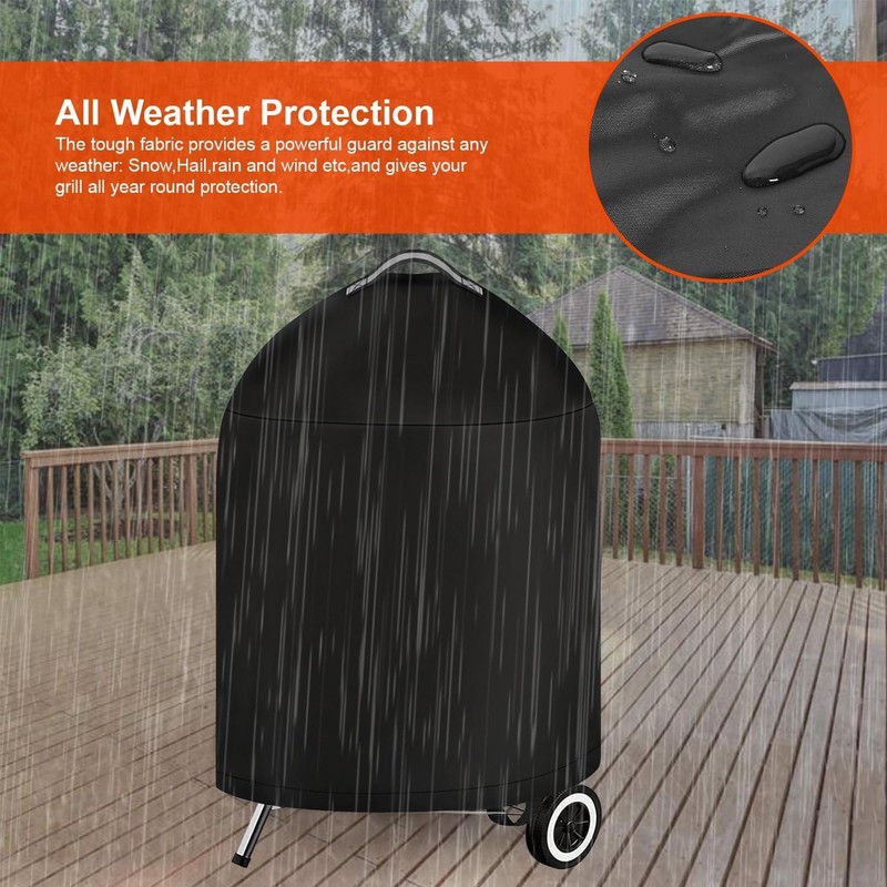 Grill Cover for Weber Barbecue with Handle, Kettle BBQ Cover