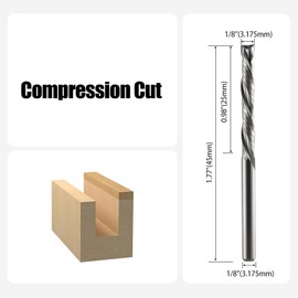 Trvoxviq 5 Pcs Carbide 2 Flute Compression Router Bit Up & Down Cut 1/8 inch Shank 3.175mm Cutting Dia for CNC Mill Machine Wookwork 3D Profile Detail Engraver Carving