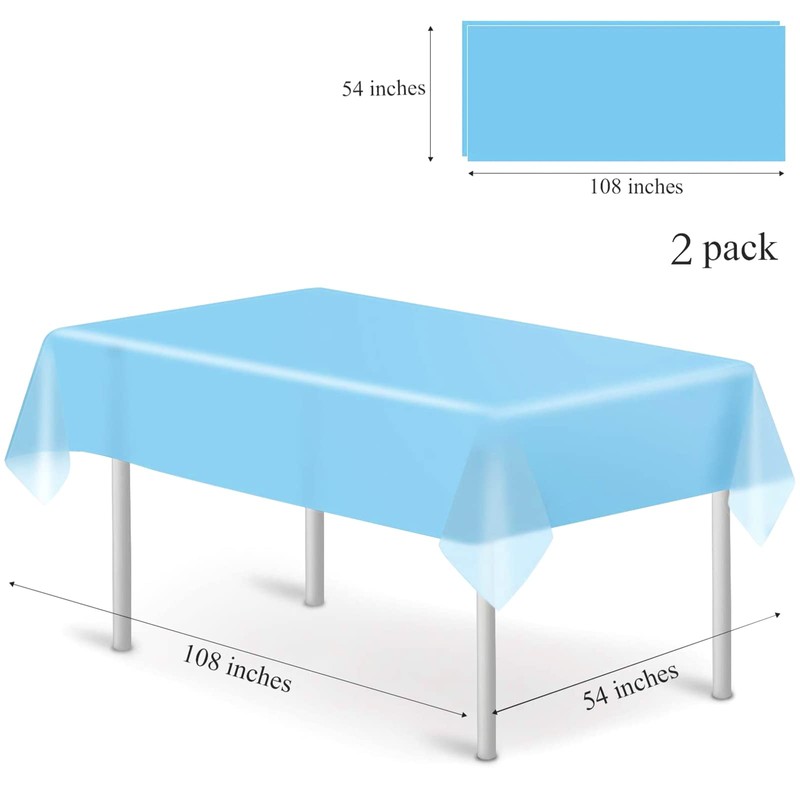 2Pcs 137*274cm Disposable Pastel Blue Table Cloth Table Covers,Easter Party