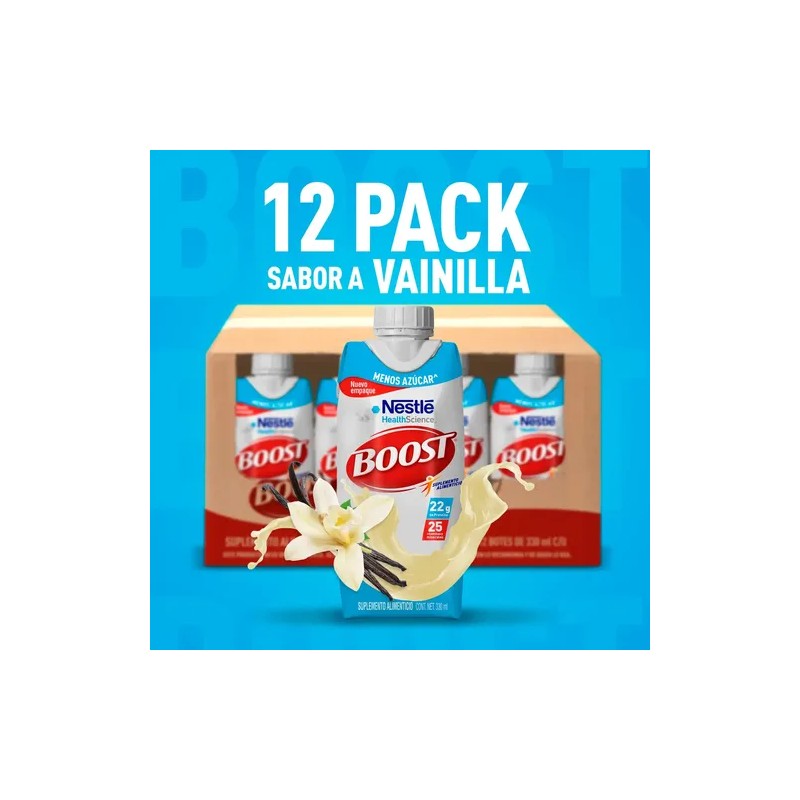Pack X12 Suplemento Boost Menos Azúcar Vainilla Cu 330ml Vainilla