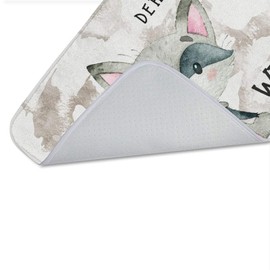 Sunnywall Bed Rug with Individual Text - Bath Mat Bath Mat Children's Room 59 x 40 cm (51-Raccoon Racoon)