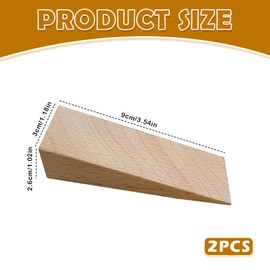 2 Pcs Wooden Door Stoppers ，Non-Slip Heavy Duty Beech Wedge Set for Home, Bedroom, Kitchen, Office, and Furniture