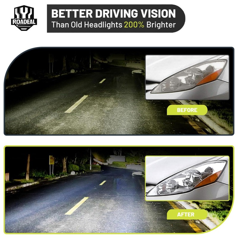 ROADEAL Headlights W/Bulbs for 2006-2010 Toyota Sienna Minivan (All Trims: