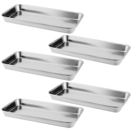HEIYUET Pack of 5 Small Instrument Trays, Stainless Steel Tray, Small Rectangular, Laboratory Tray, Useful Tool, Stainless Steel Trays for Laboratory, 22.5 x 11.7 x 2 cm